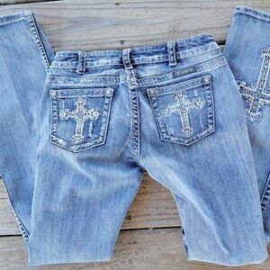 Cowgirl Tuff Co. Low Rise Rhinestone Cross Women's Jeans